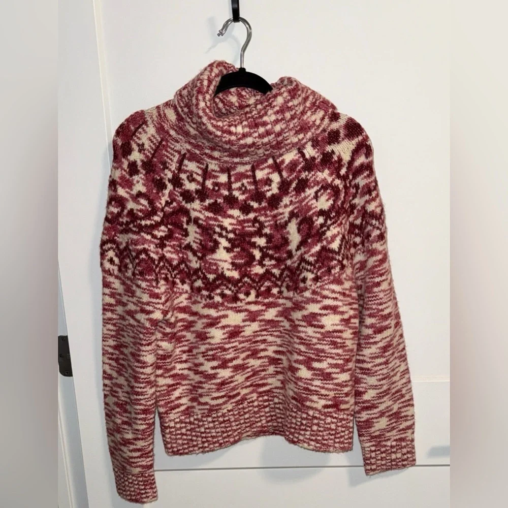 NWT LOFT Burgundy and Cream Cowl Neck Sweater​ - XS